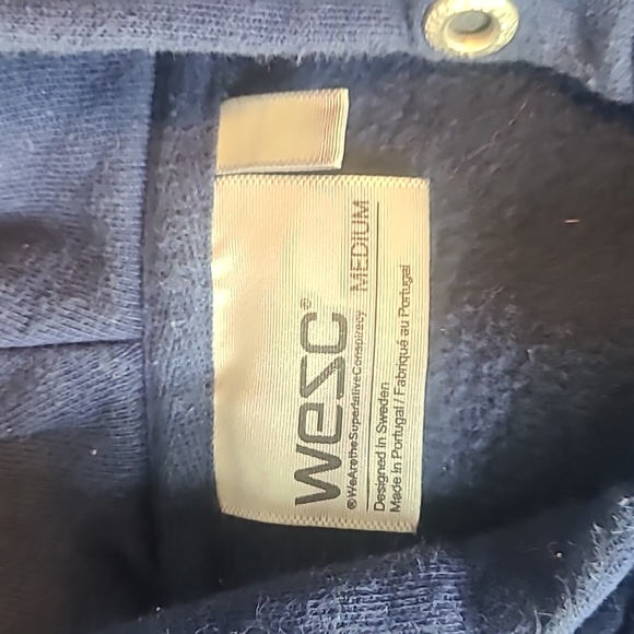 WESC Zip Up Hoodie Navy Blue Size Medium. - Picture 3 of 4
